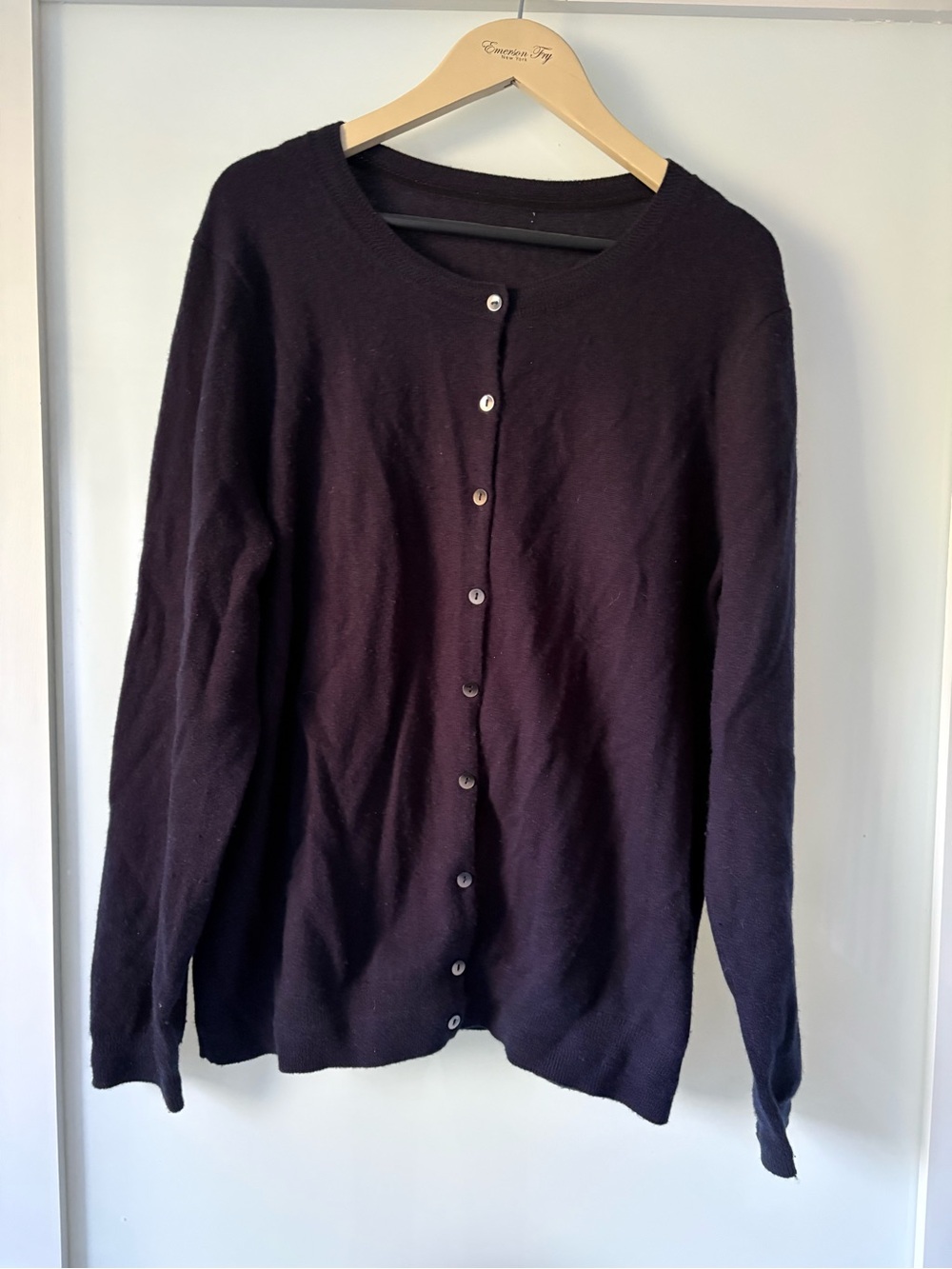 Boden Navy Cashmere Crewneck Button Cardigan Sweater